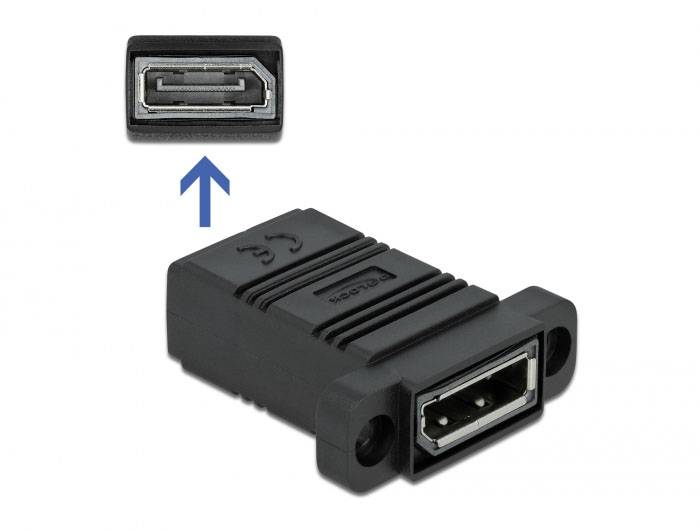 'USB zu USB-A-Buchse Adapter' zeigt eine schwarze USB-Buchse und einen Pfeil zum Stecker.