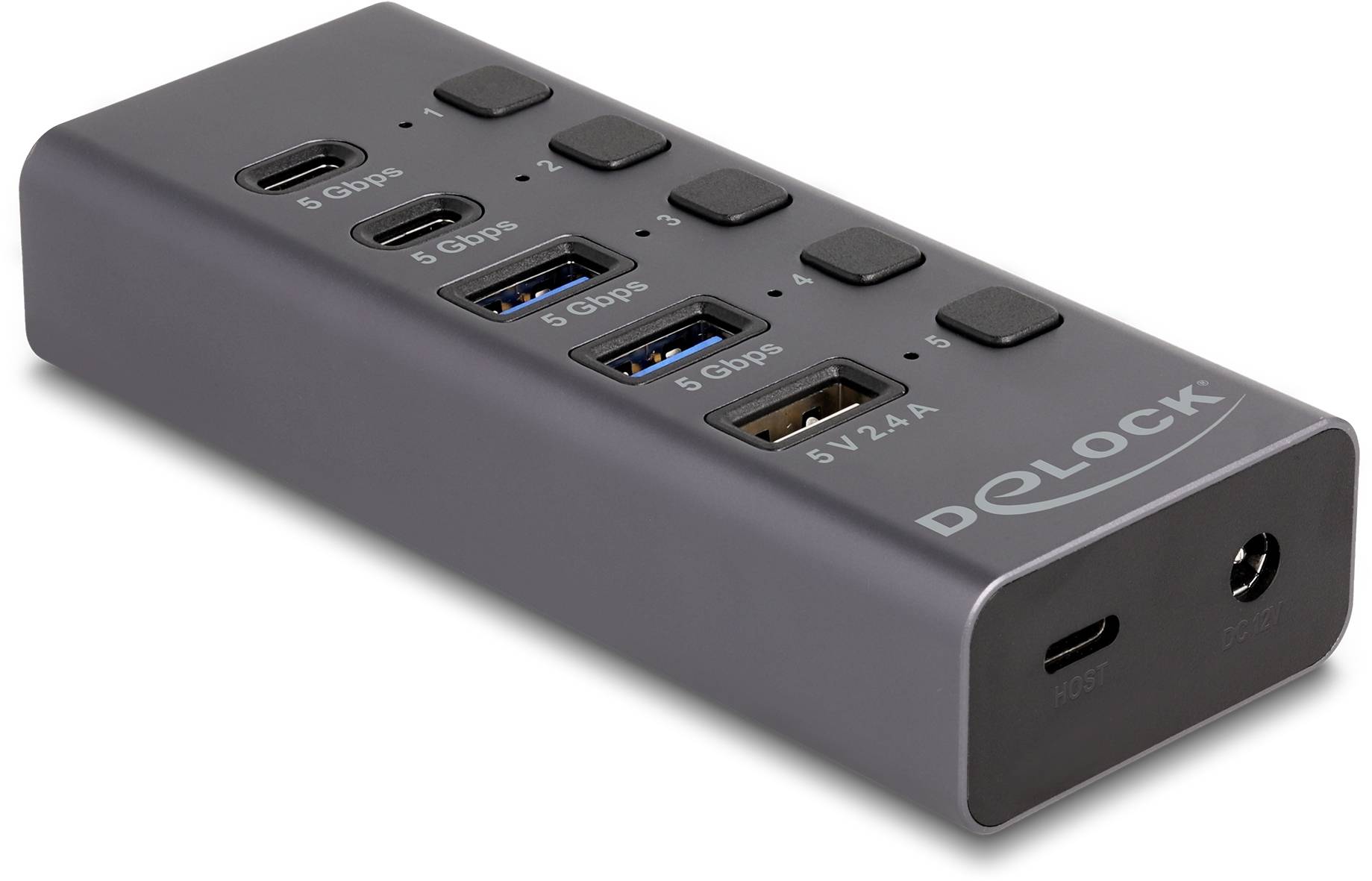 Delock 64248 USB-Hub 4 Port USB-A USB 3.2 Gen1 5 GBit/s Grau 64248
