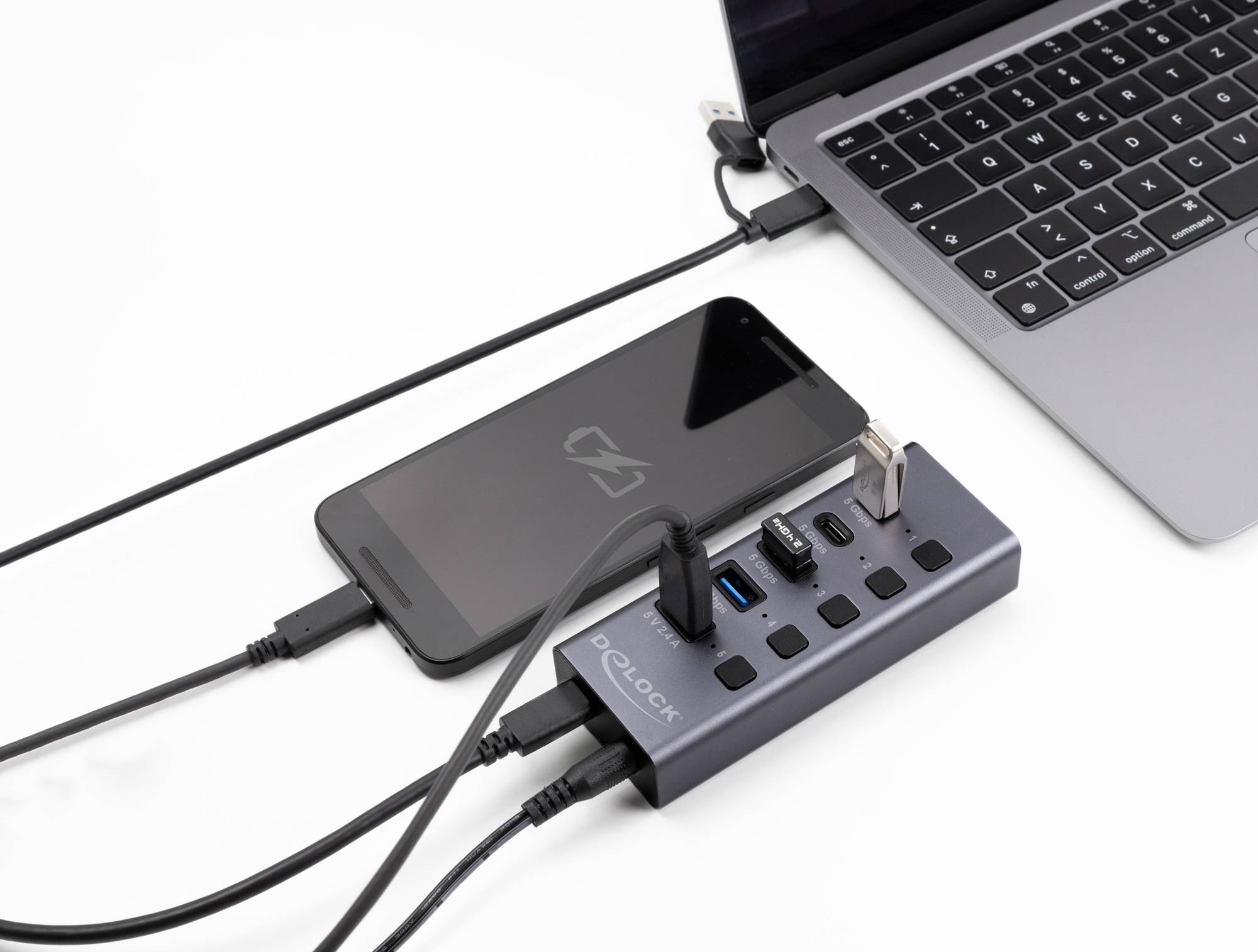 Delock 64248 USB-Hub 4 Port USB-A USB 3.2 Gen1 5 GBit/s Grau 64248