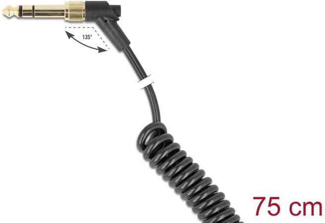 Delock 85777 Klinke Audio Anschlusskabel [1x Klinkenstecker 3.5mm - 1x Klinkenstecker 3.5 mm] 0.75m Schwarz