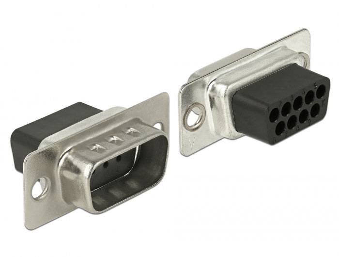 Delock 66166 RJ45 / VGA Adapter [1x D-SUB-Stecker 9pol. - 1x RJ45-Buchse] Schwarz, Edelstahl