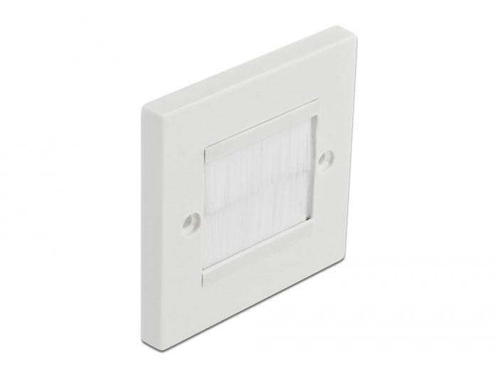 Ein weißer, quadratischer Lichtschalter oder Wandpanel mit zentralem Sensor, vermutlich ein Bewegungsmelder. Geeignet für Innenräume.