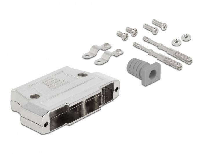Delock 66628 66628 D-SUB Gehäuse Metall Silber 1 St. Bag