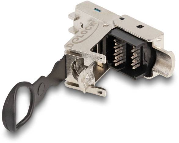 Delock 87892 RJ45 Stecker feldkonfektionierbar Cat.6A mit Push und Pull Lasche werkzeugfrei 87892 Silber 1St.