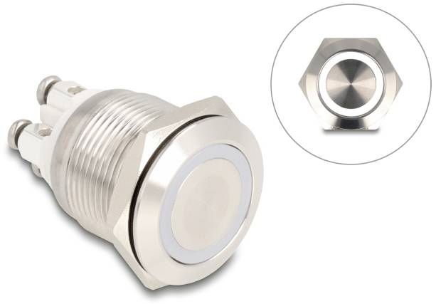 Delock 20977 20977 Drucktaster 3A 1 x Aus/Ein tastend Weiß (B x T) 30mm x 25mm IP65 1 St. Box