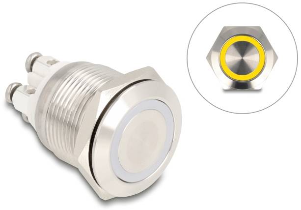 Delock 20979 20979 Drucktaster 3A 1 x Ein/(Aus) tastend Gelb (B x T) 30mm x 25mm IP65 1 St. Box