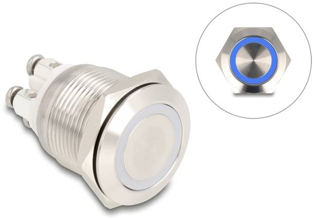 Delock 20980 20980 Drucktaster 3A 1 x Ein/(Aus) tastend Blau (B x T) 30mm x 25mm IP65 1 St. Box
