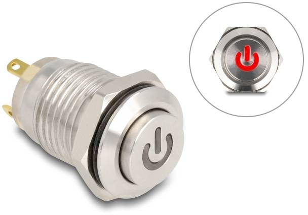 Delock 20981 20981 Drucktaster 1 x Ein/(Aus) tastend Rot (B x T) 23mm x 14mm IP65 1 St. Bag