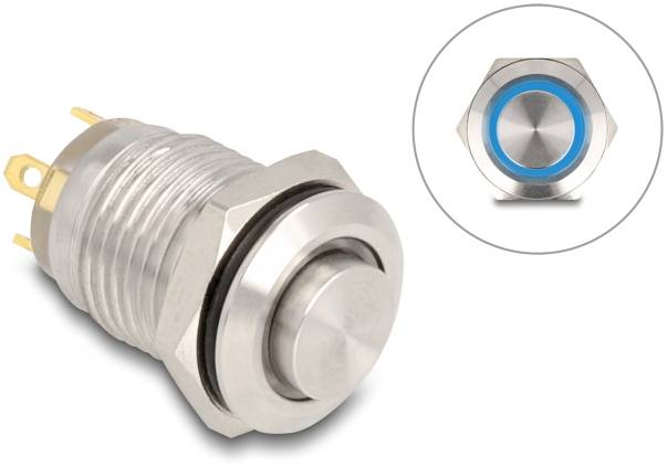 Delock 20984 20984 Drucktaster 3A 1 x Ein/(Aus) tastend Blau (B x T) 23mm x 14mm IP65 1 St. Bag
