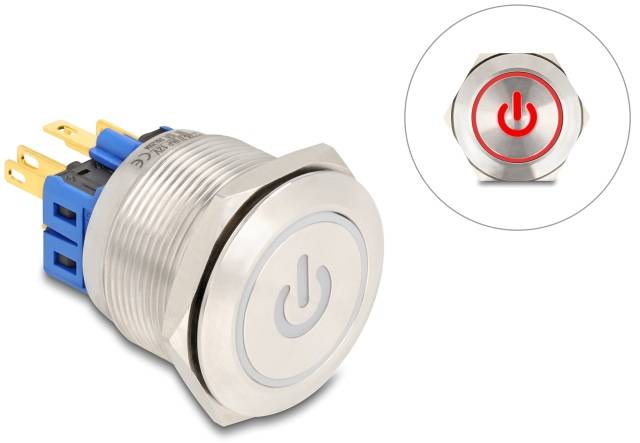 Delock 20987 20987 Drucktaster 3A 1 x Ein/(Aus) tastend Rot (B x T) 45mm x 30mm IP65 1 St. Bag