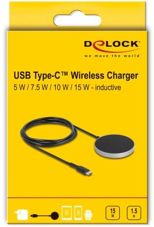 Delock Induktions-Ladegerät 15W 66467 66467 Ausgänge 1x USB-C® Schwarz