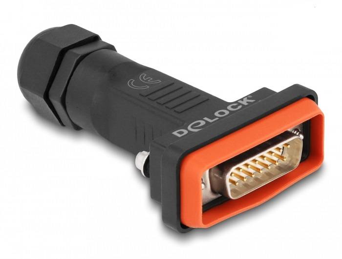 Delock 87806 VGA Adapter [1x D-SUB-Stecker 15pol. - 1x Löten] Schwarz, Orange