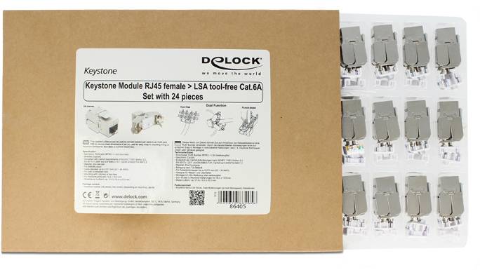 Delock 86405 RJ45-Einbaumodul Keystone CAT 6a 1St.