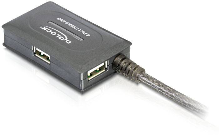 Delock 82748 USB-Hub 4 Port USB-A, DC-Buchse 3.5mm USB 2.0 480MBit/s Grau 82748