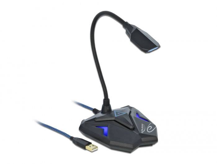 Delock 66330 Ansteck Gesangs-Mikrofon Übertragungsart (Details):USB inkl. Kabel USB Schwarz, Blau
