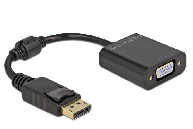 Delock 61006 DisplayPort / VGA Adapter [1x DisplayPort Stecker - 1x D-SUB-Buchse 15pol.] Schwarz 0.15m