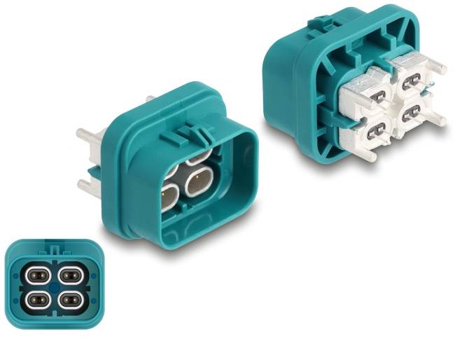 Delock HDMTD quad Stecker für PCB Schutzart IP67 / IP69K 90329 90329 Türkis (matt), Grau (metallic) Inhalt: 1St.