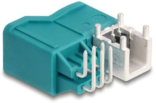 Delock HDMTD single + Powerpin Stecker gewinkelt für PCB 90328 90328 Türkis (matt), Weiß (matt) Inhalt: 1St.