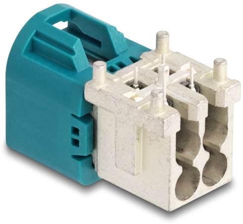 Delock Mini FAKRA Z Stecker quad nach unten gewinkelt A-Typ PCB 90115 90115 Türkis (matt), Weiß (matt) Inhalt: 1St.