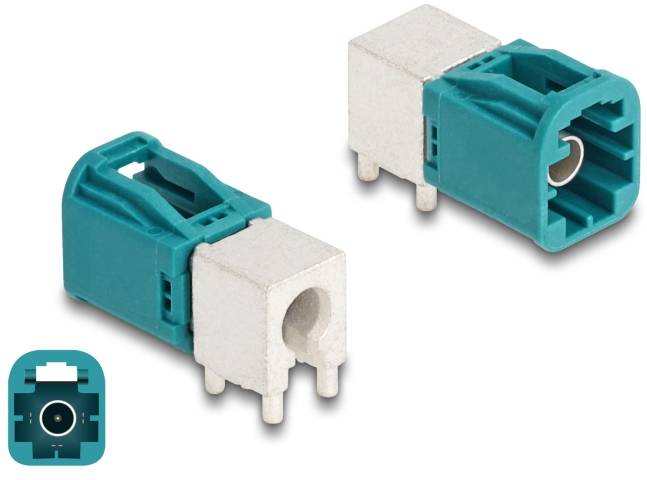 Delock Mini FAKRA Stecker single gewinkelt A-Typ PCB 90112 90112 Türkis (matt), Weiß (matt) Inhalt: 1St.