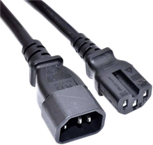 Akyga Strom Anschlusskabel [1x Kaltgeräte-Buchse C14 - 1x Kaltgeräte-Stecker C14] 1 m Schwarz