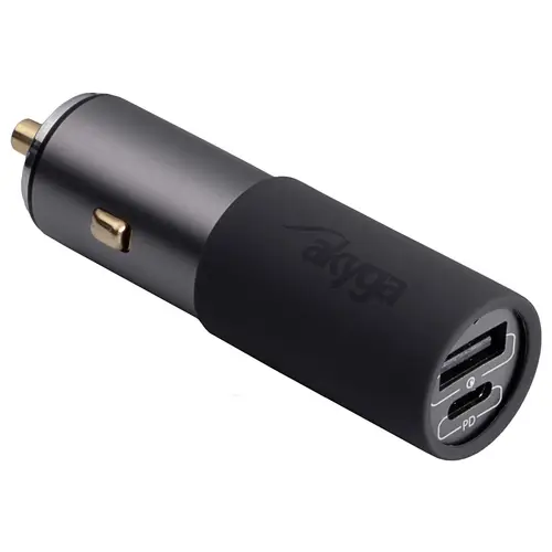 Akyga AK-CH-26 USB Ladegerät 100 W 1x USB-C®, 1x USB-A QC 3.0, USB PD 3.0 Grau KFZ, LKW GaN, Schnel Akyga AK-CH-26 USB Ladegerät 100 W 1x USB-C®, 1x USB-A QC 3.0, USB PD 3.0 Grau KFZ, LKW GaN, Schnel