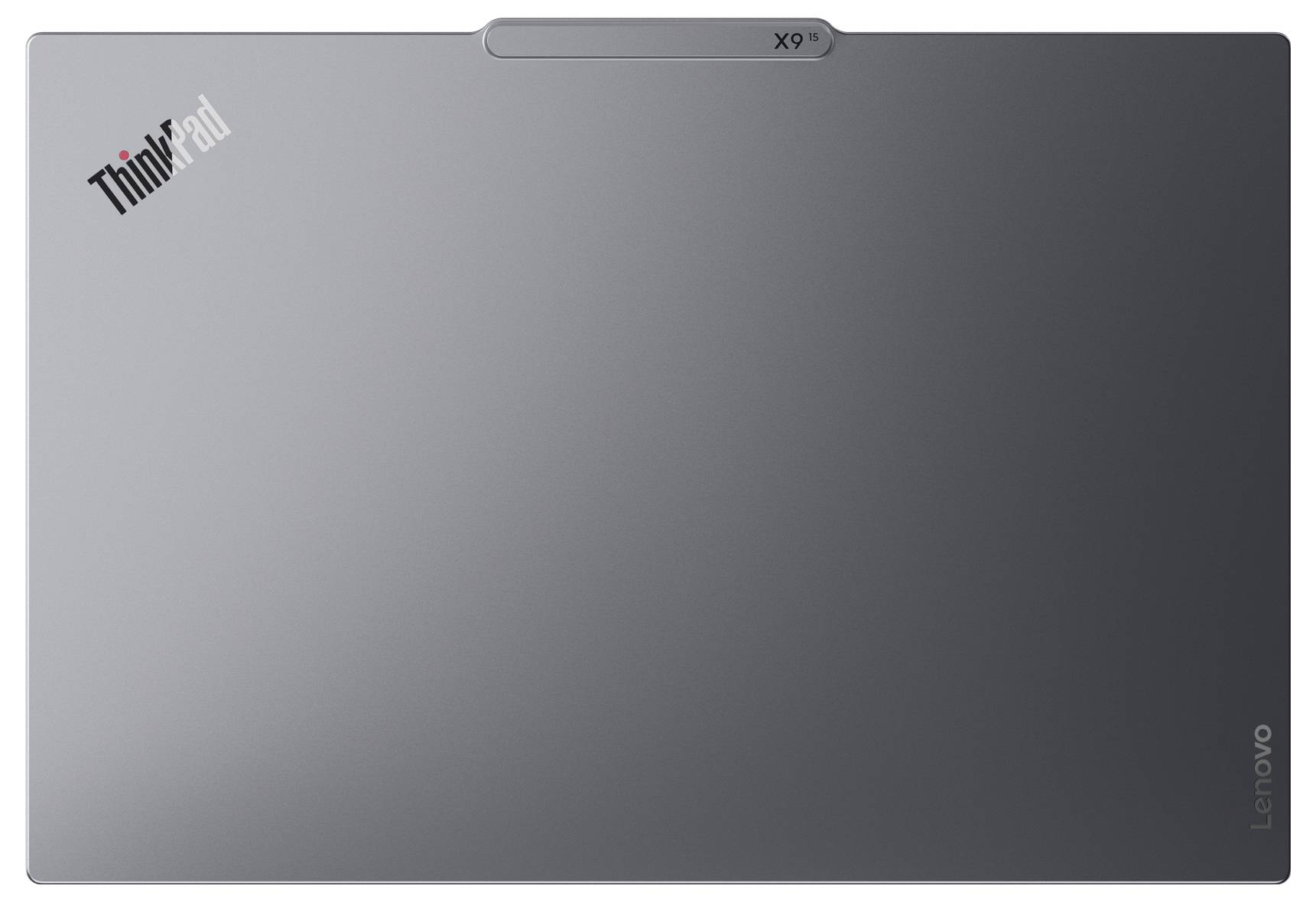 Silbernes Lenovo ThinkPad Laptop von oben, geschlossen.