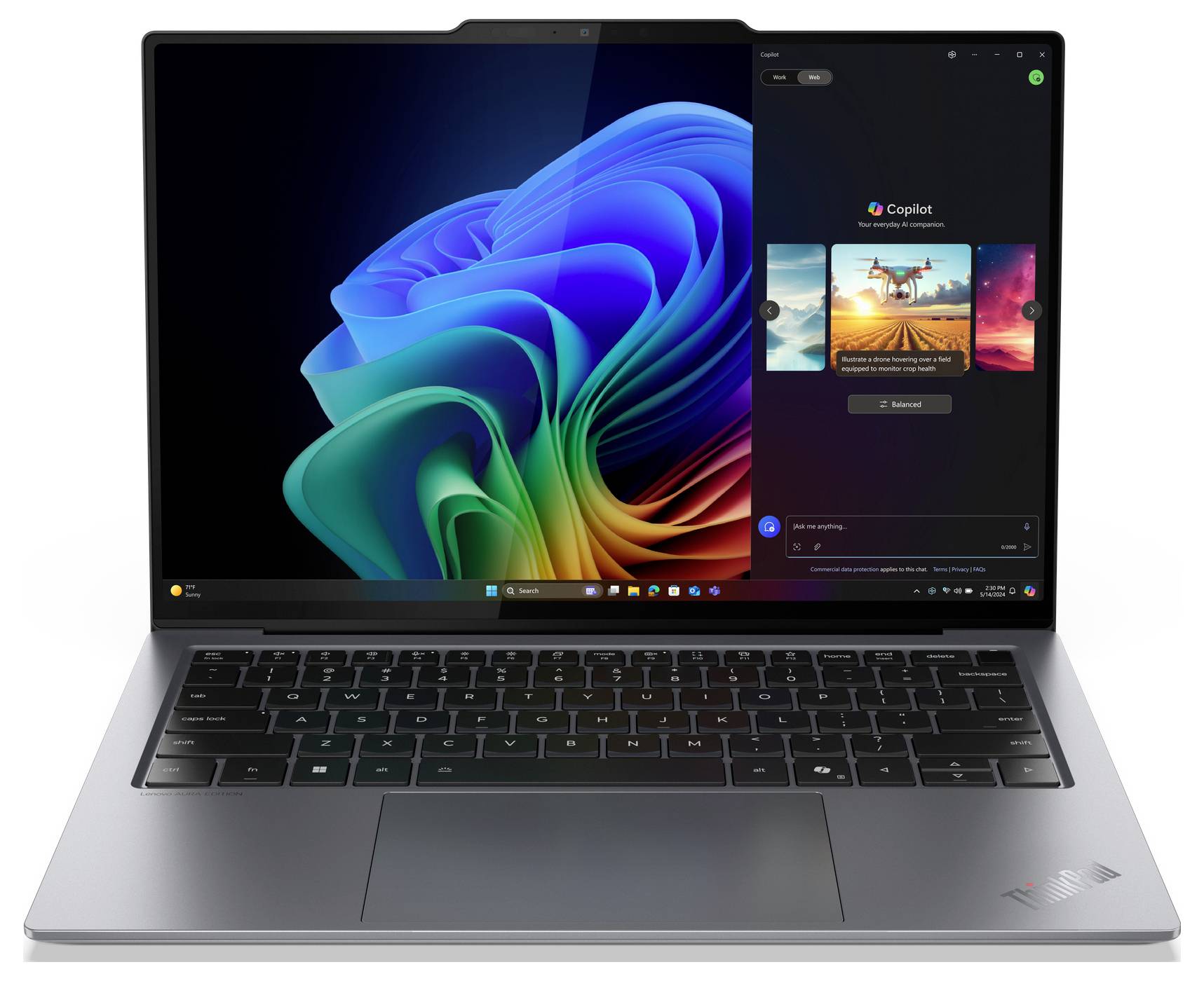 Lenovo Notebook ThinkPad X9-14 Gen 1 35.6cm (14 Zoll) 2.8K Intel® Core™ Ultra 7 258V 32GB RAM 1TB SSD Deutsch, QWERTZ Grau 21QA0