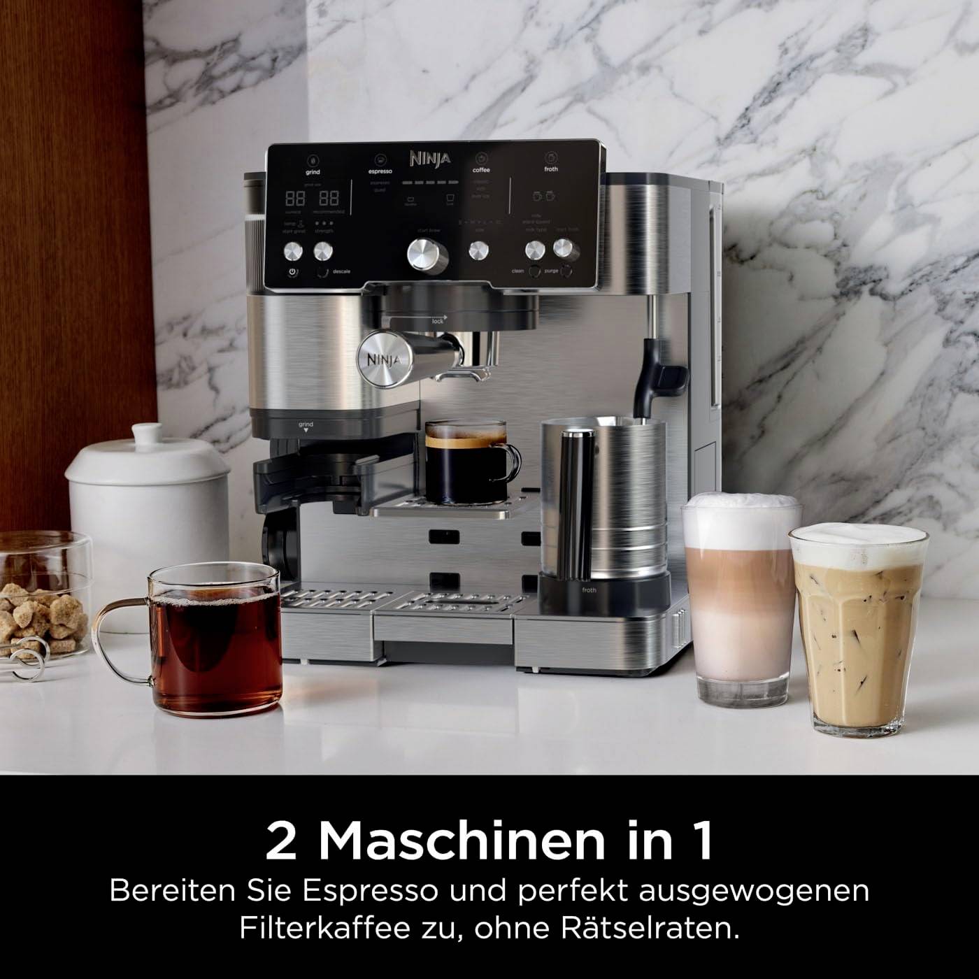 Ninja Luxe Essential Espressomaschine Silber, Schwarz 1650W