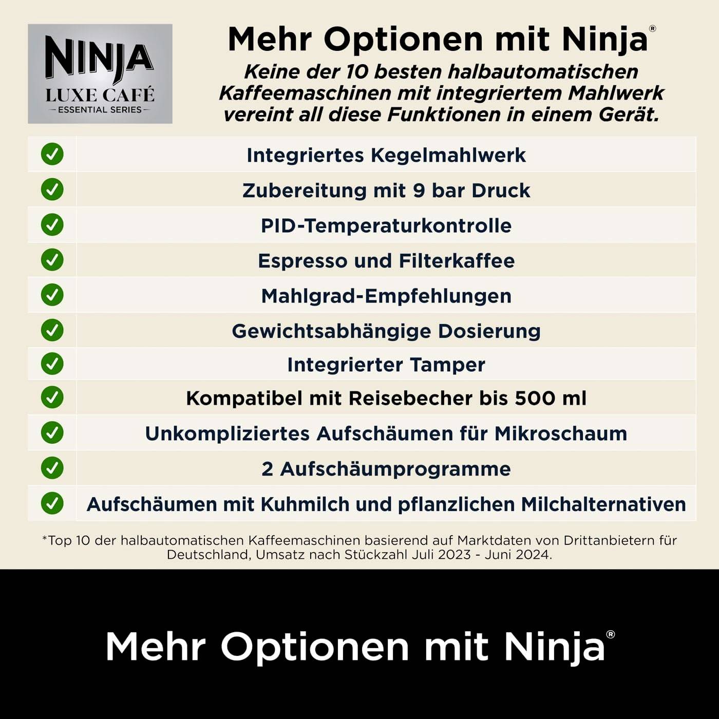 Ninja Luxe Essential Espressomaschine Silber, Schwarz 1650W