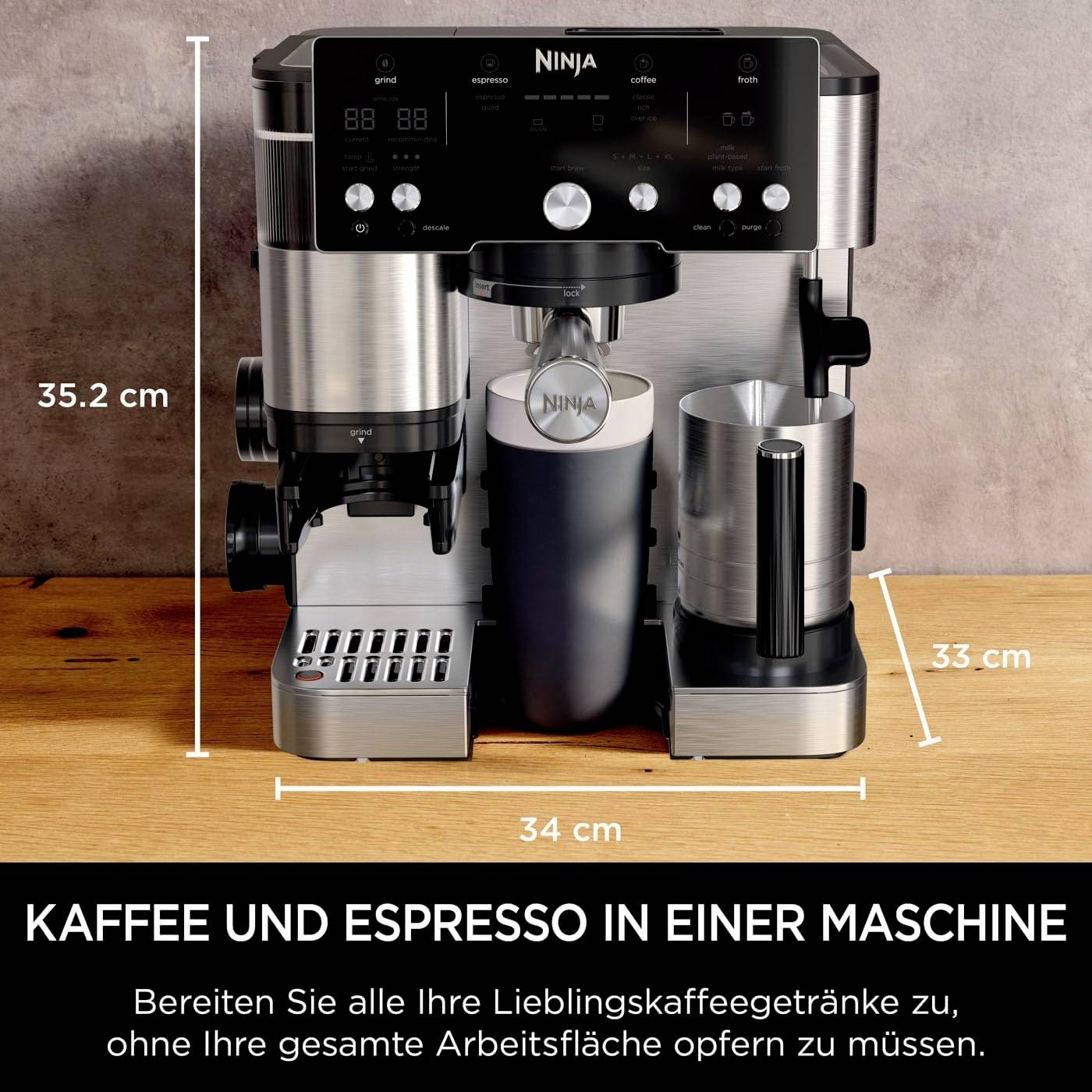 Ninja Luxe Essential Espressomaschine Silber, Schwarz 1650W
