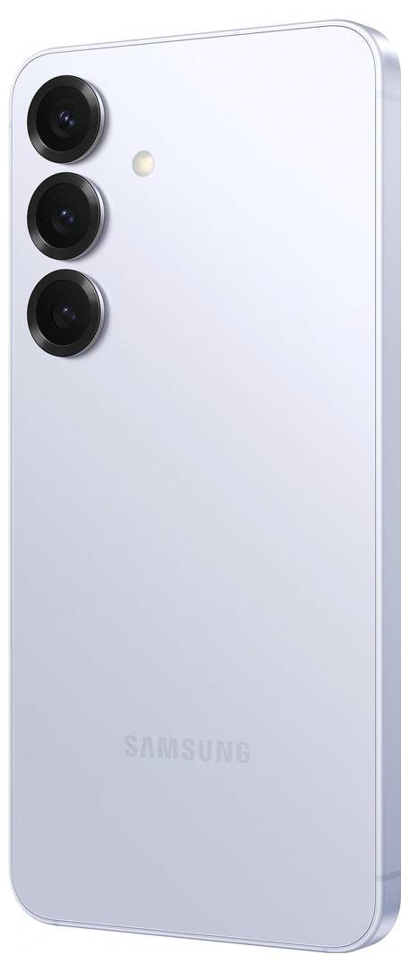 Ein modernes Smartphone mit drei Kameras auf der Rückseite, hellblaues Gehäuse, minimalistisches Design, geeignet für Fotografie.
