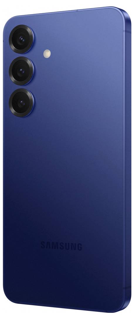 Samsung-Smartphone in Blau mit drei Rückkameras auf der linken Seite.