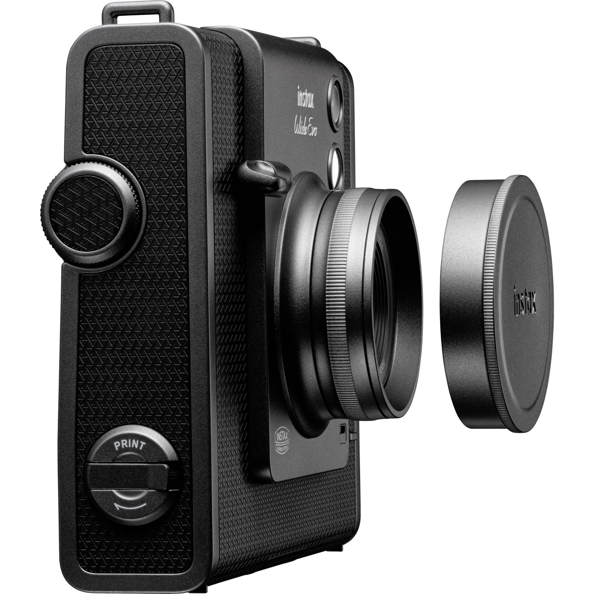 Fujifilm Instax Wide Evo Sofortbildkamera Schwarz Bluetooth, Integrierter Akku, mit eingebautem Blitz