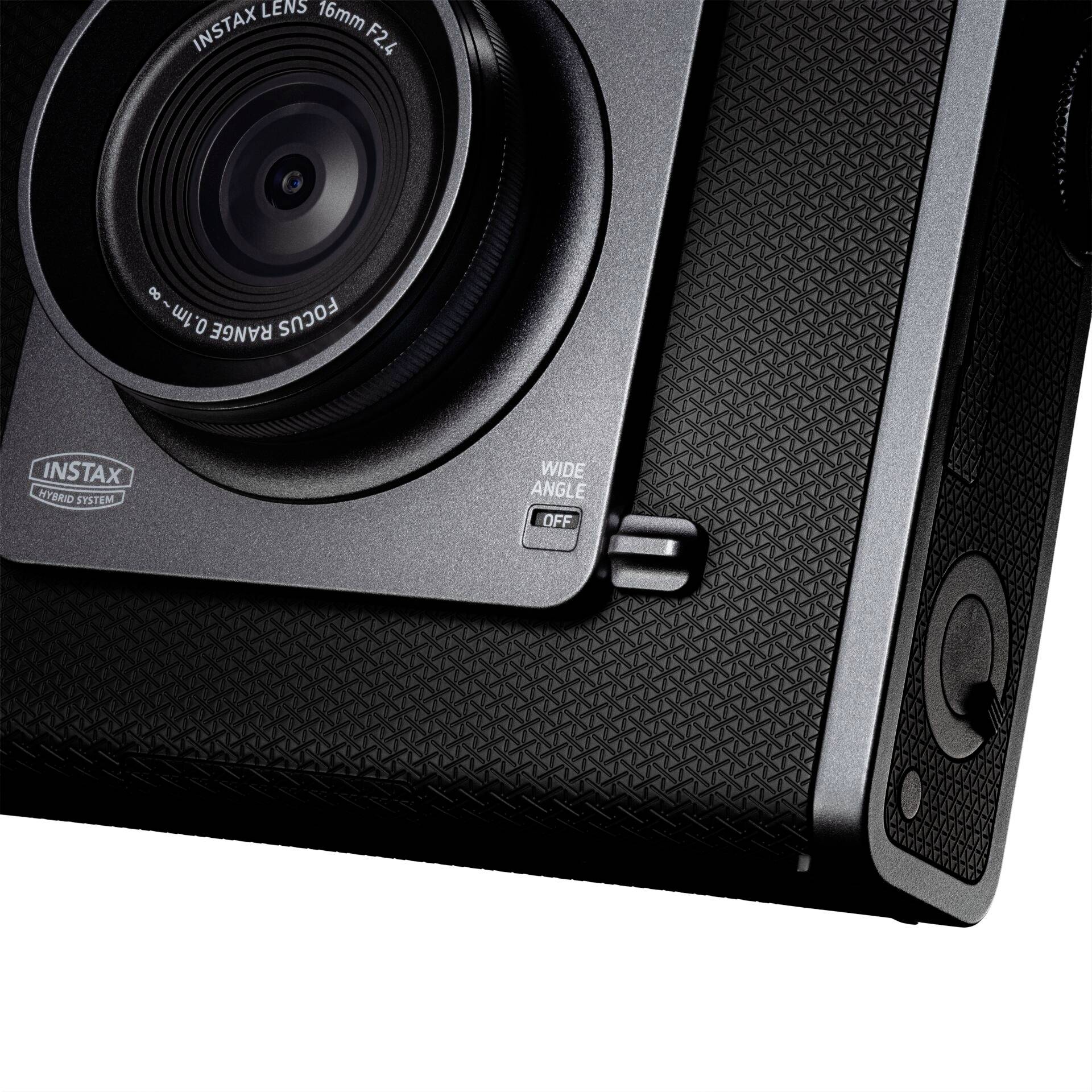 Fujifilm Instax Wide Evo Sofortbildkamera Schwarz Bluetooth, Integrierter Akku, mit eingebautem Blitz