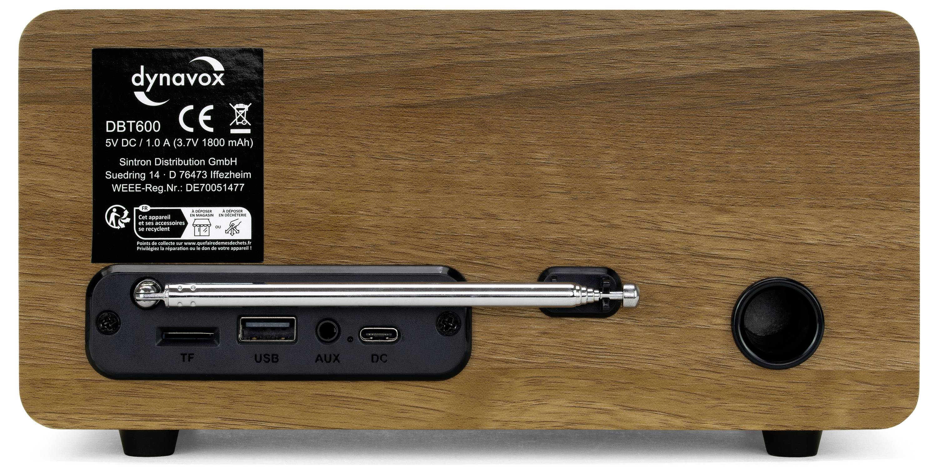 Dynavox Weltempfänger DAB+, FM, DAB DAB+, Bluetooth®, SD, USB Braun