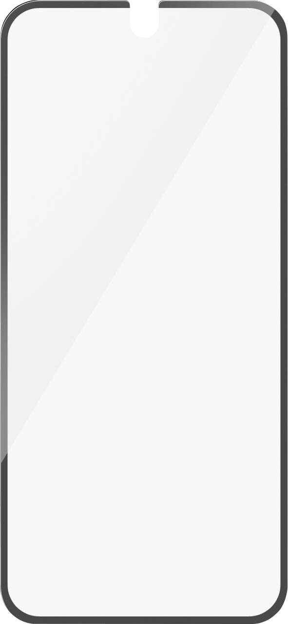 Leeres Display eines Smartphones mit schwarzem Rand und abgerundeten Ecken.