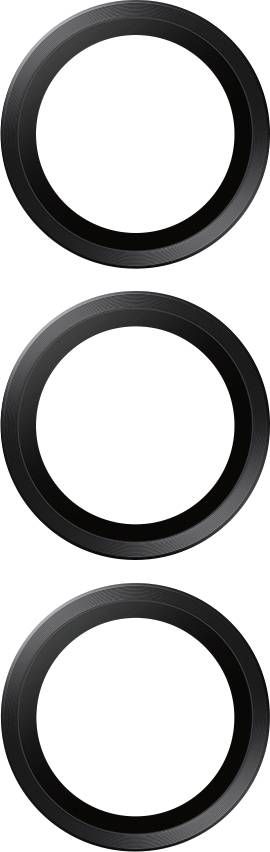 Drei schwarze Ringe vertikal übereinander angeordnet, auf weißem Hintergrund.