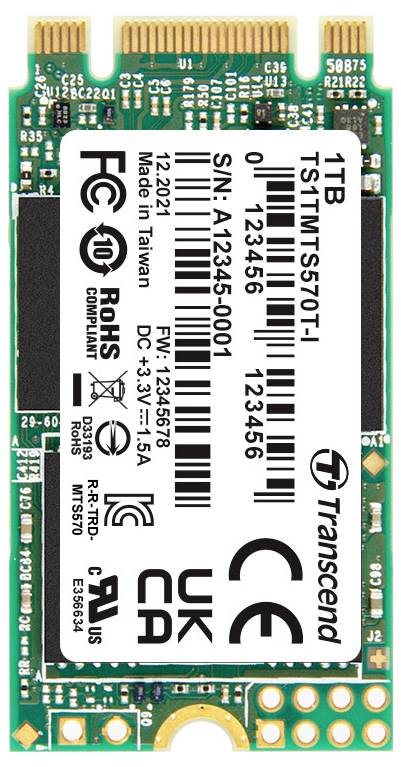 Transcend 1 TB Interne M.2 SATA SSD 2242 TS1TMTS570TI-VS1