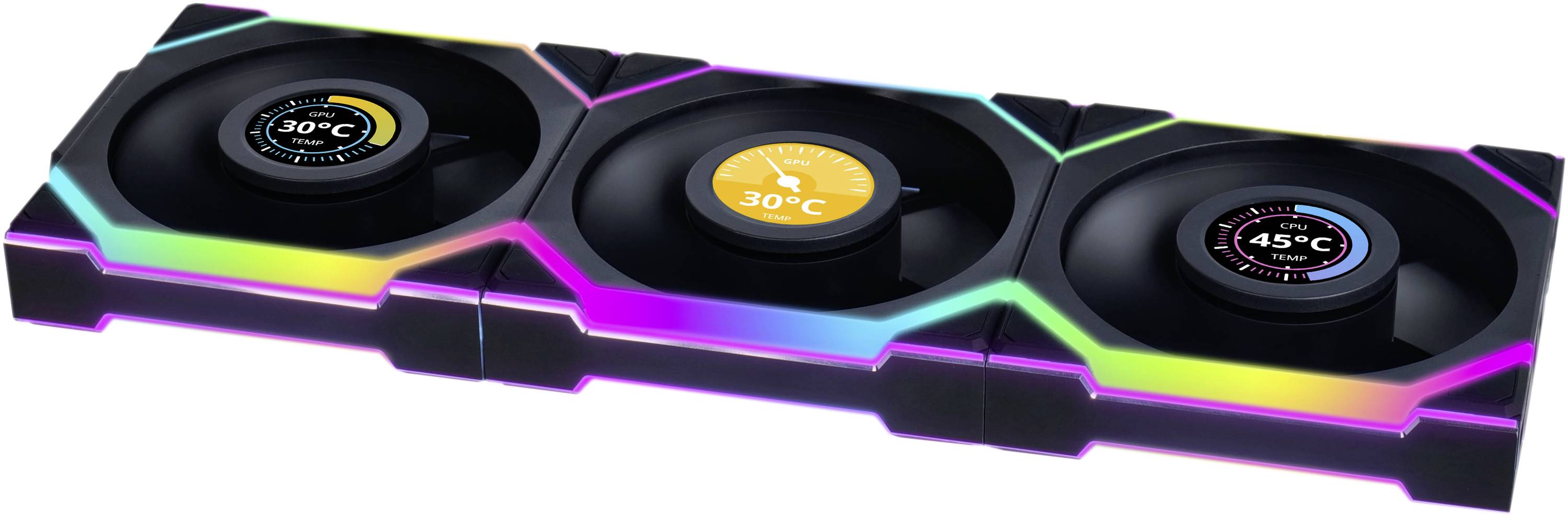 Lian Li UNI FAN SL Wireless LCD Lüfter, ARGB, PWM, 3er-Pack inkl. Controller PC-Gehäuse-Lüfter Schwarz (B x H x T) 120 x 124.5