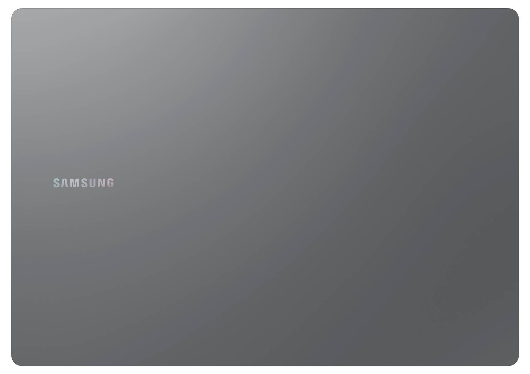 Eine graue Tablet-Rückseite mit dem 'Samsung'-Logo links oben.