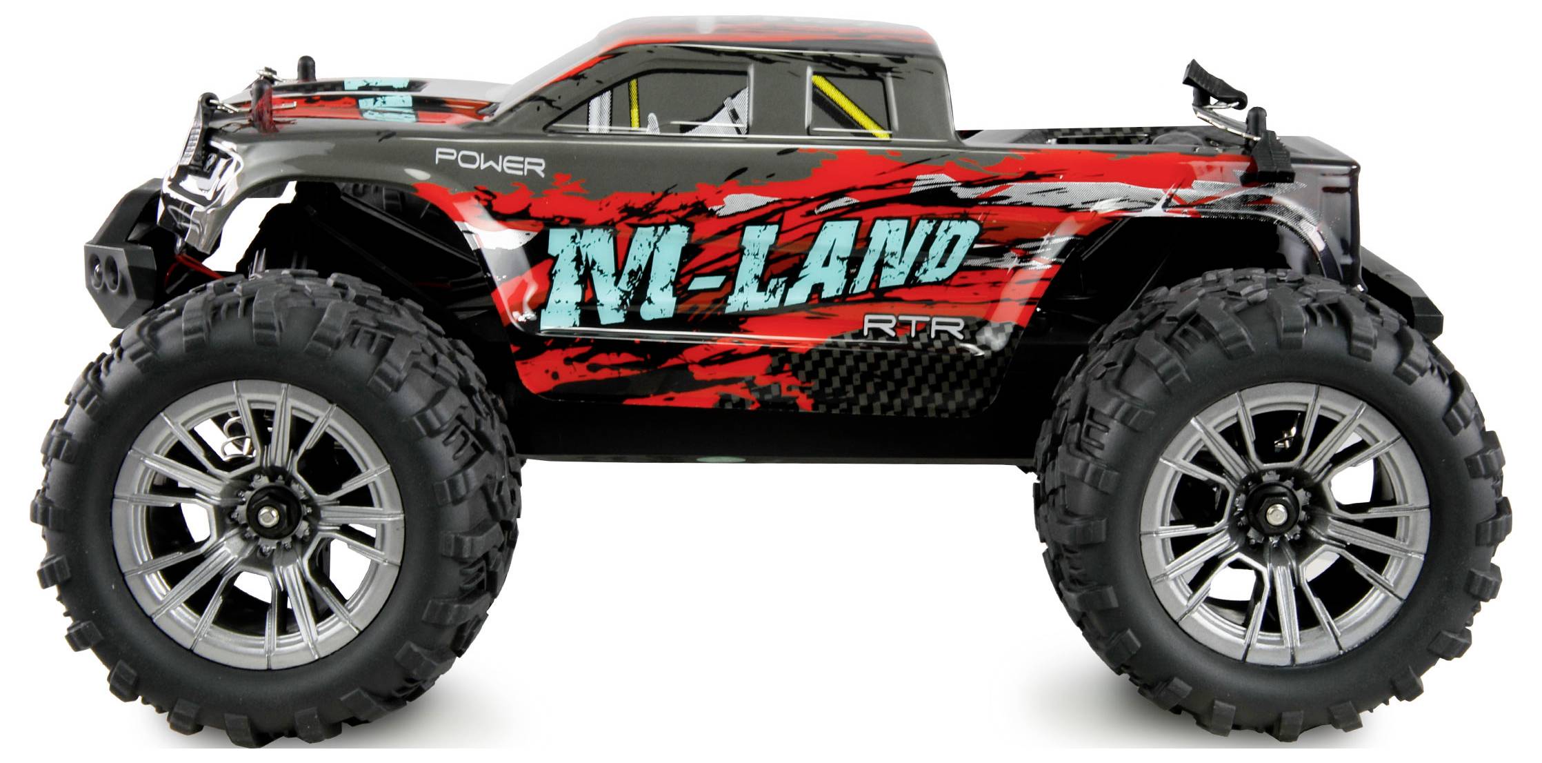 Amewi M-Land Rot Brushed 1:16 RC Einsteiger Modellauto Elektro Monstertruck Allradantrieb (4WD) RtR 2,4GHz