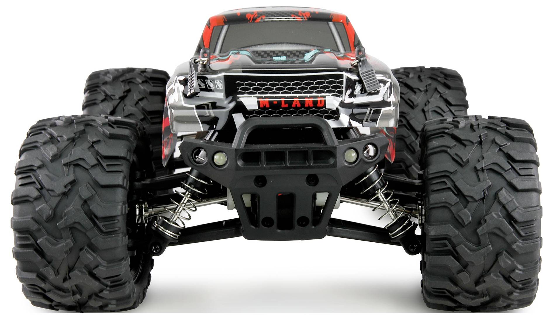 Amewi M-Land Rot Brushed 1:16 RC Einsteiger Modellauto Elektro Monstertruck Allradantrieb (4WD) RtR 2,4GHz