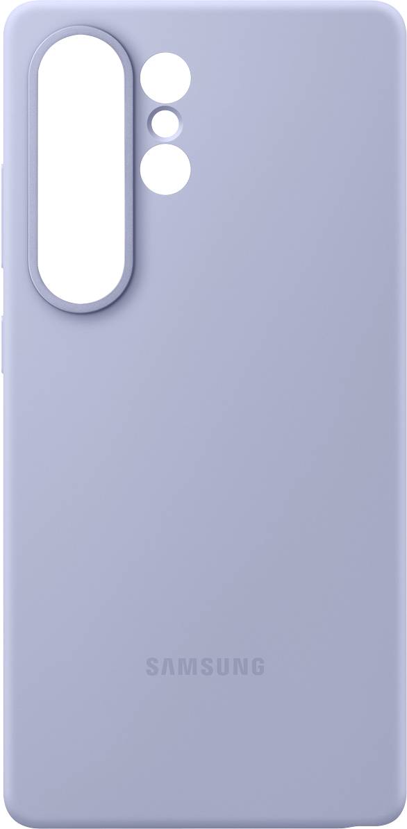 Hellblaue Handyhülle mit Aussparungen für Kamera und Tasten, passend für Samsung-Geräte.