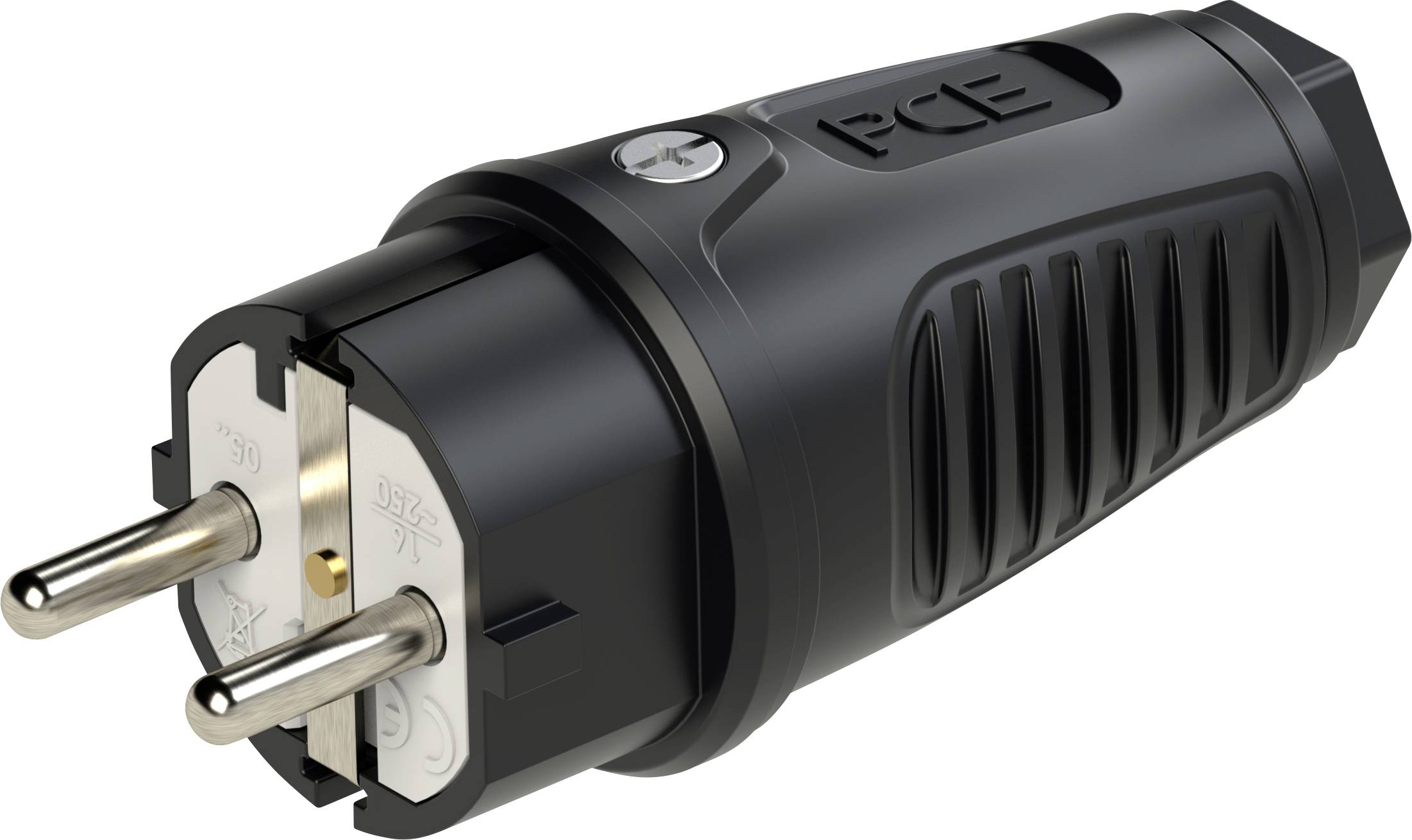 PC Electric 0511-ss Schutzkontaktstecker Gummi 250V Schwarz IP54