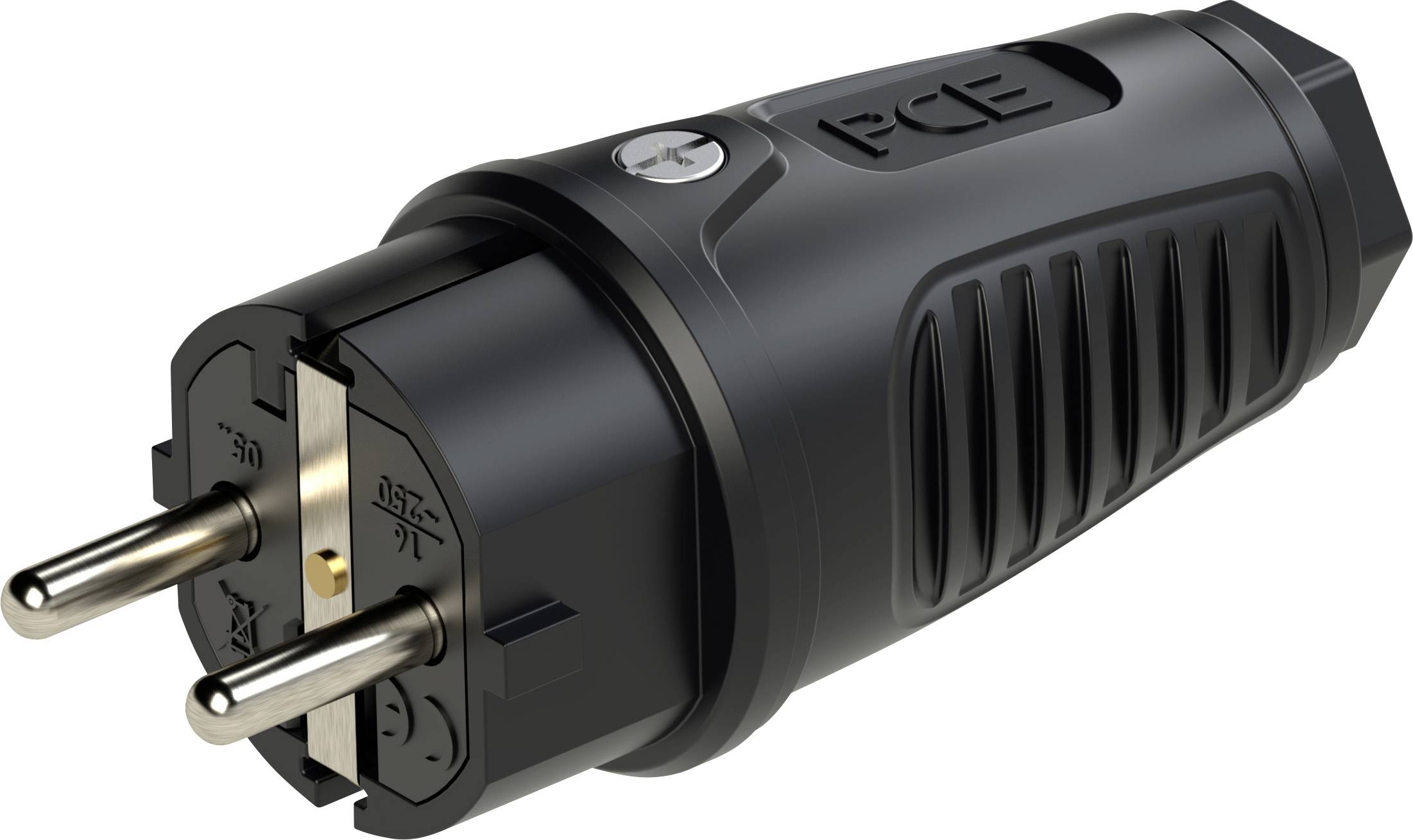 PC Electric 0512-ss Schutzkontaktstecker Vollgummi 250V Schwarz IP54