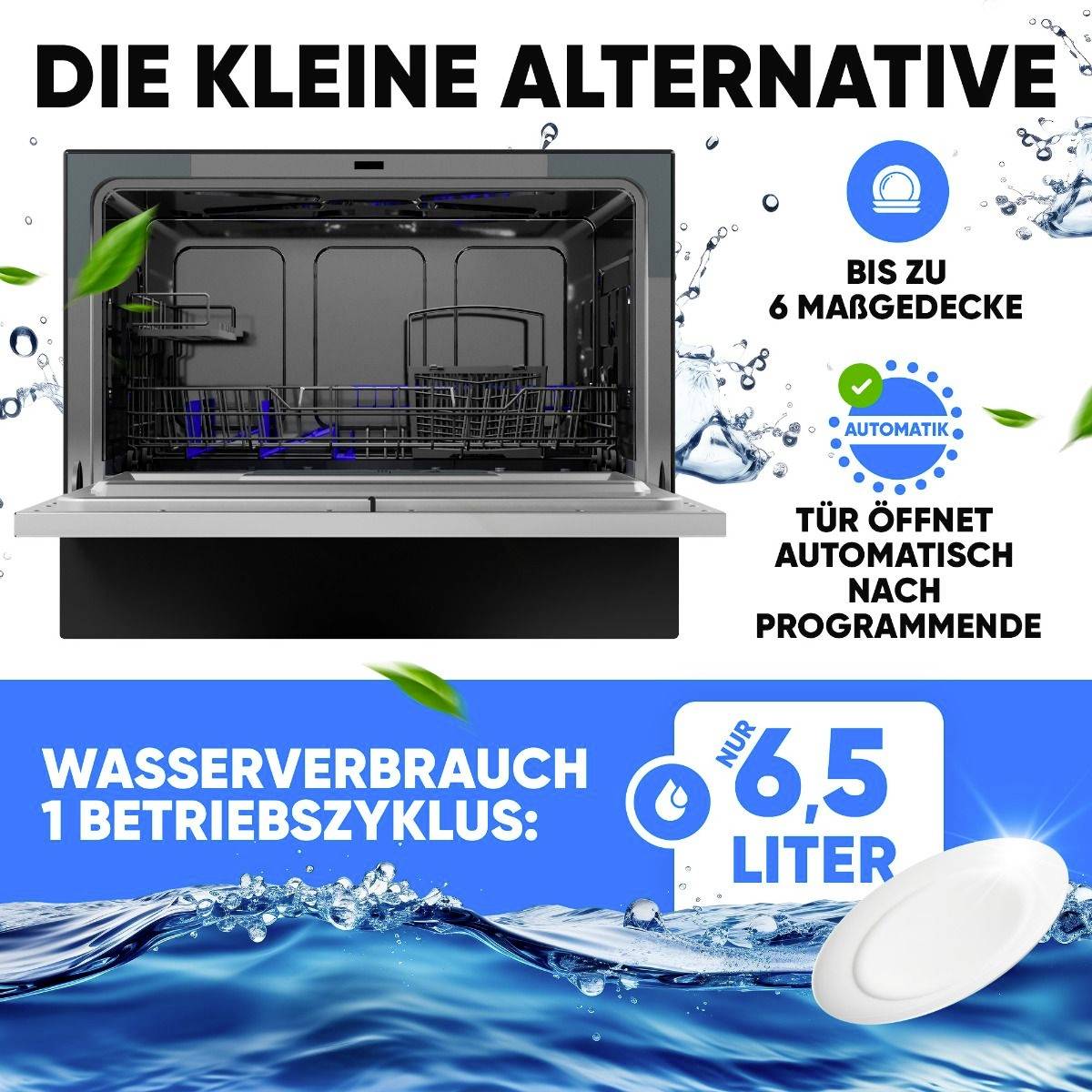 Bomann TSG 7405 Tisch-Geschirrspüler 550 mm EEK: D (A - G) Standgerät Schwarz