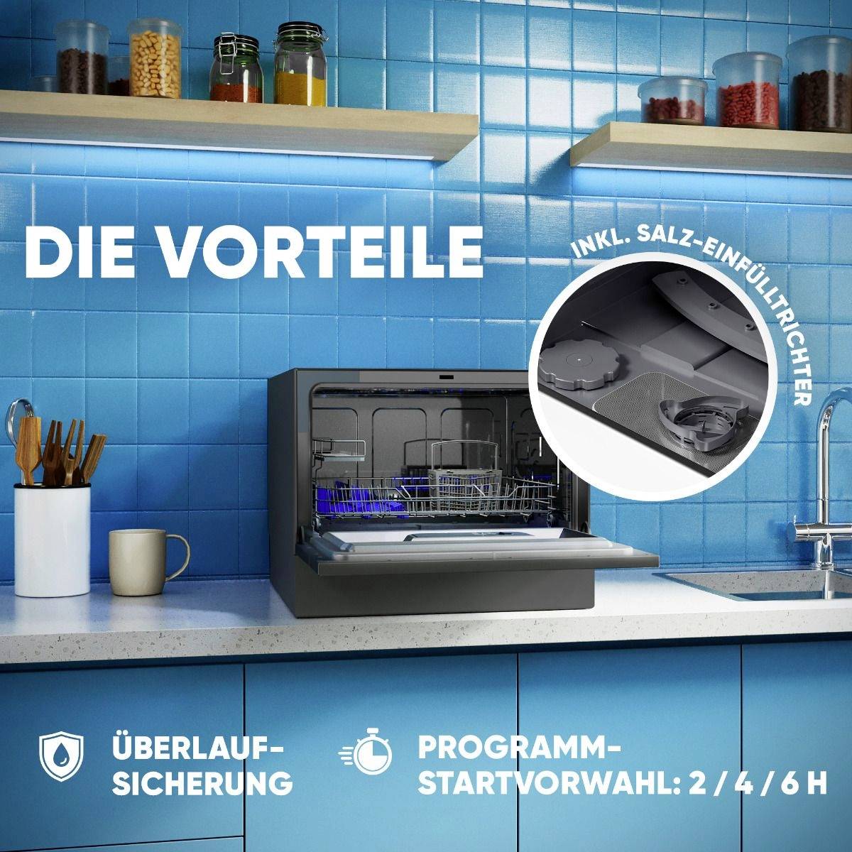 Bomann TSG 7405 Tisch-Geschirrspüler 550mm EEK: D (A - G) Standgerät Schwarz