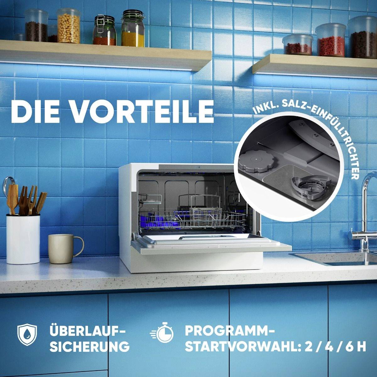 Bomann TSG 7405 Tisch-Geschirrspüler 550 mm EEK: D (A - G) Standgerät Weiß