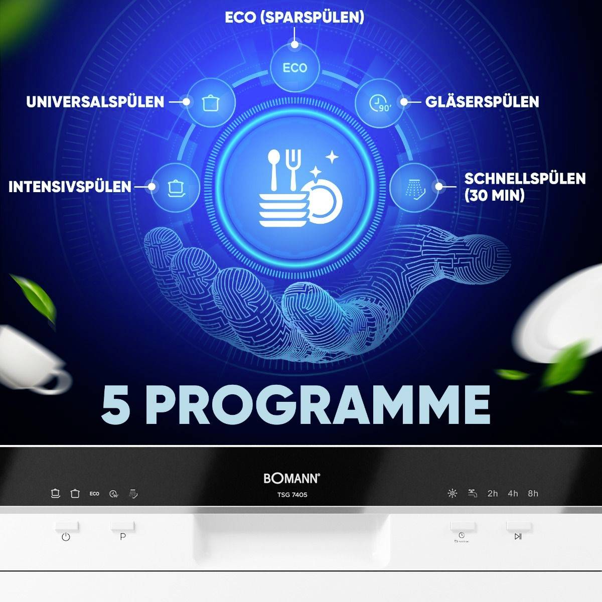 Bomann TSG 7405 Tisch-Geschirrspüler 550mm EEK: D (A - G) Standgerät Weiß